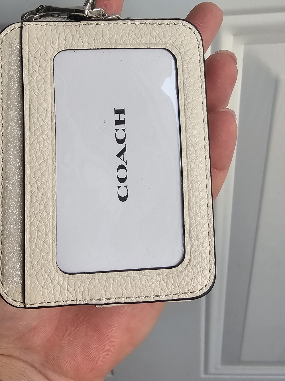 COACH Cream Pebbled Leather Card Holder with Colorful Rocket Motif - Picture 2 of 4